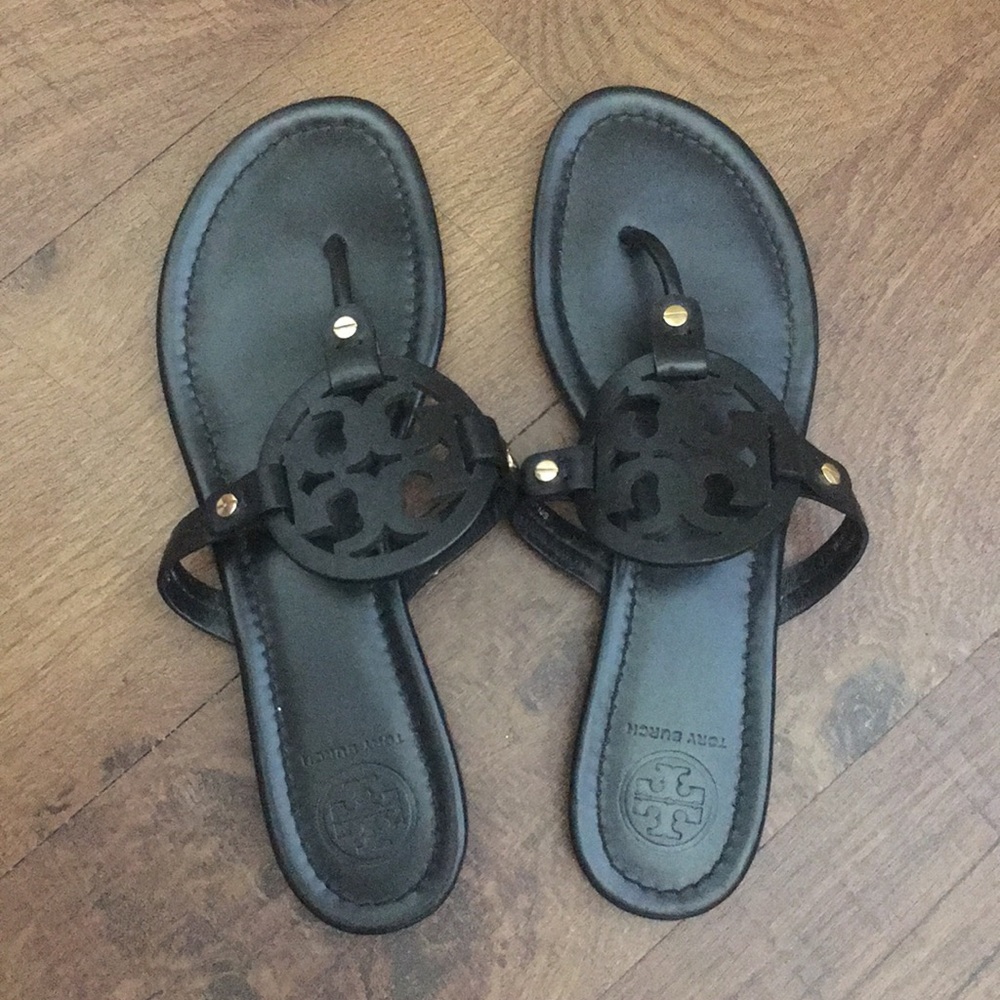 Tory Burch Miller Sandals size 10.5 Black Leather